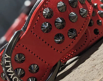 Red Leather Dog Collar from Rogue Royalty
