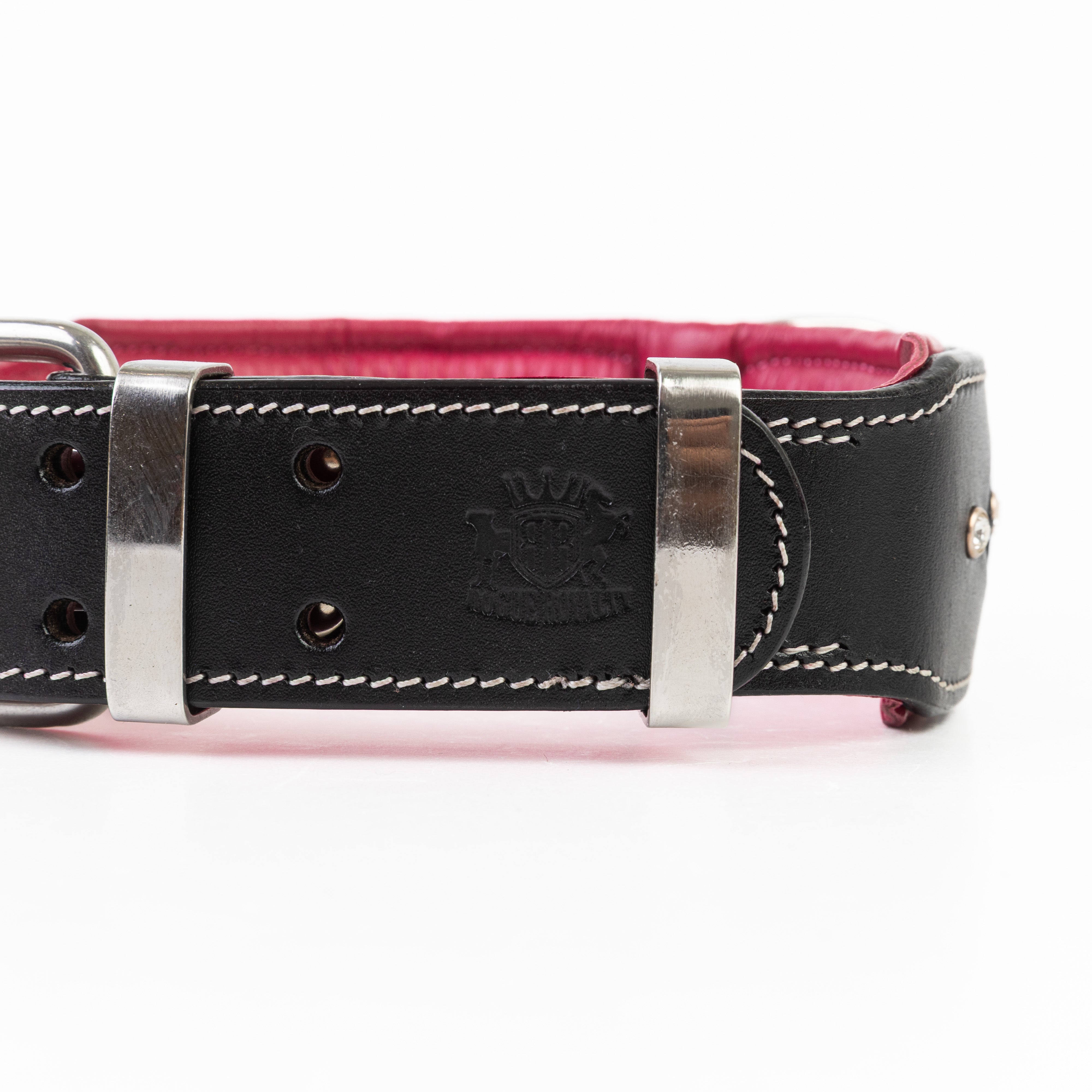 Hand Made Leather Dog Collar - Queen of Hearts (Wide Fit)