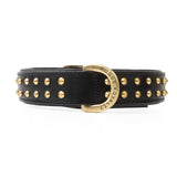 Hand Made Leather Dog Collar - RuffNeck Black & Brass (Regular Fit)