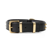Hand Made Leather Dog Collar - RuffNeck Black & Brass (Regular Fit)