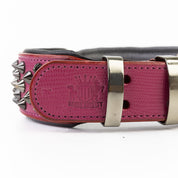 Hand Made Leather Dog Collar - Ruthless Pink & Black (Wide Fit)