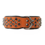 Hand Made Leather Dog Collar - Ruthless Orange & Black (Wide Fit)