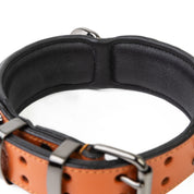 Hand Made Leather Dog Collar - Ruthless Orange & Black (Wide Fit)