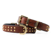 Hand Made Leather Dog Collar - RuffNeck Brown & Brass (Regular Fit)