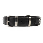 Hand Made Leather Dog Collar - RuffNeck Black & Chrome (Regular Fit)