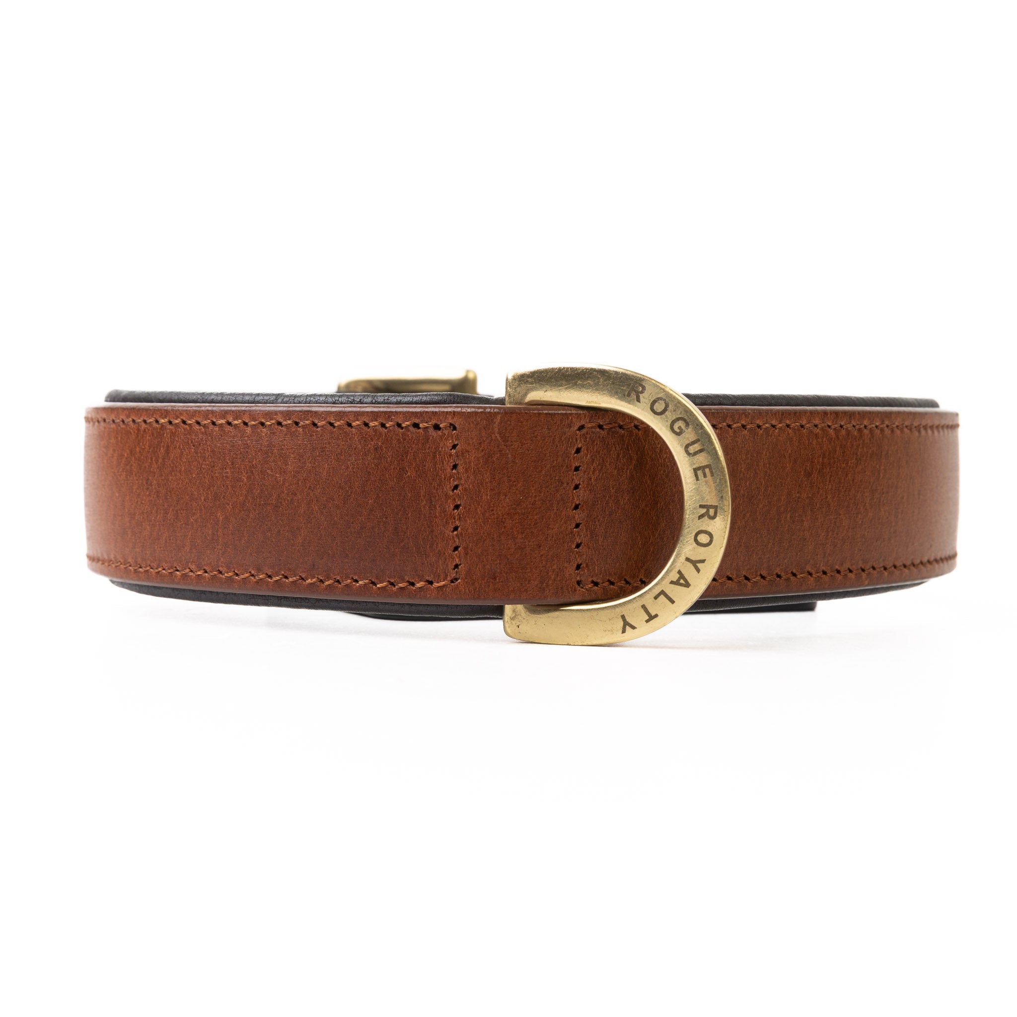 Leather Dog Collar - Classic Brown & Brass (Regular Fit)