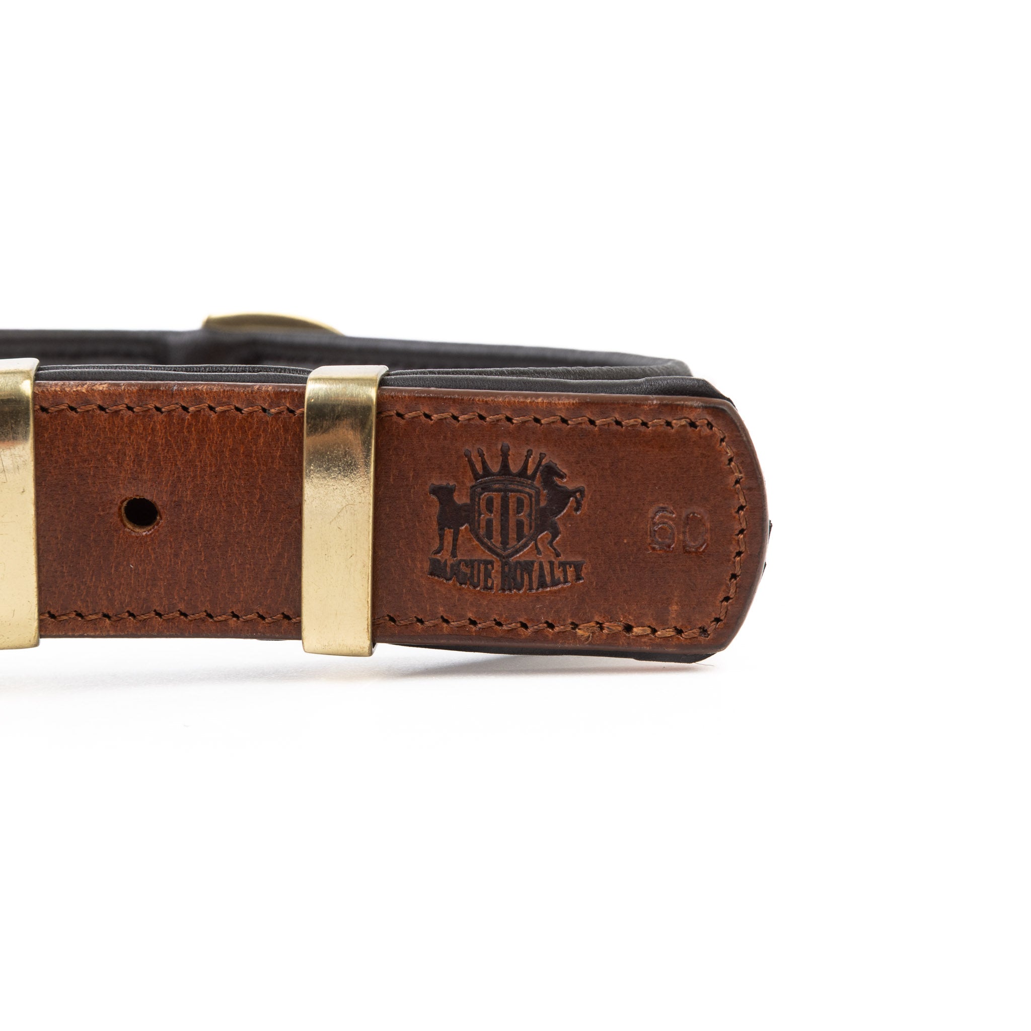 Leather Dog Collar - Classic Brown & Brass (Regular Fit)