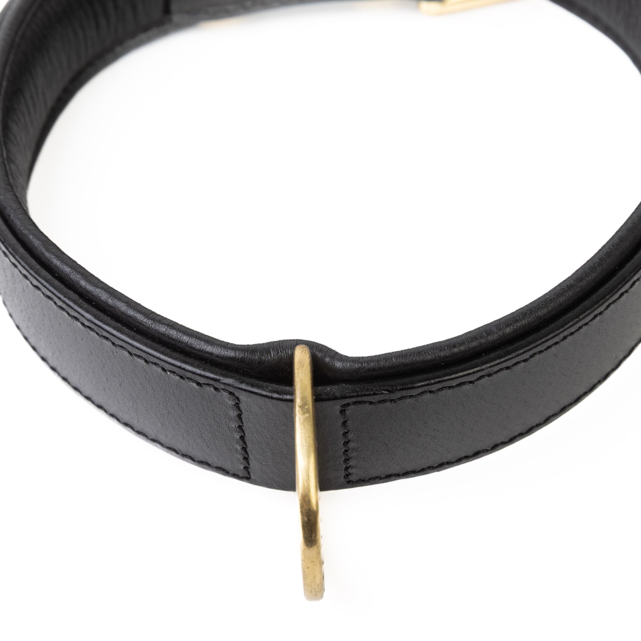 Hand Made Leather Dog Collar - Classic Black & Brass (Regular Fit)