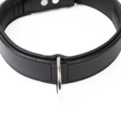 Handmade Leather Dog Collar - Classic Black & Chrome (Regular Fit)