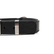 Handmade Leather Dog Collar - Classic Black & Chrome (Regular Fit)