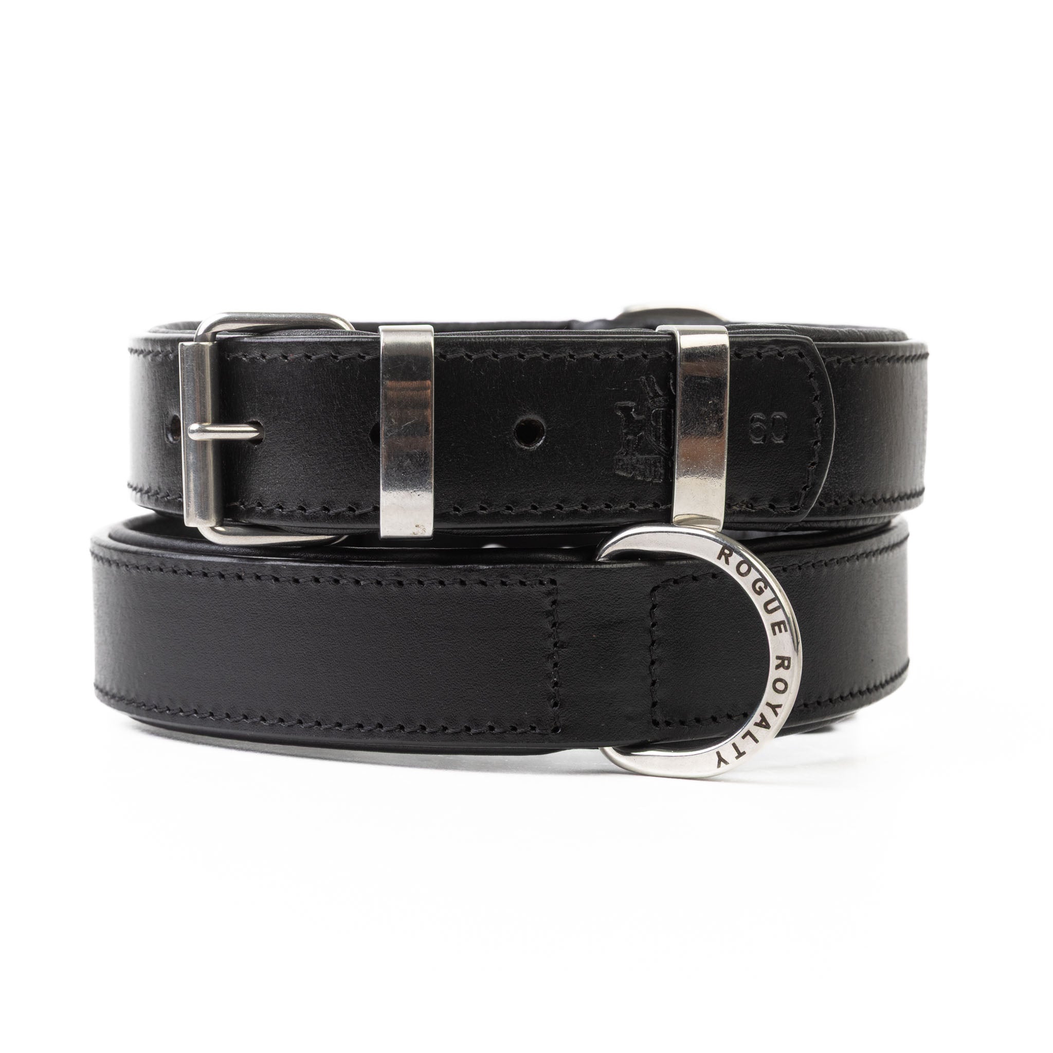 Handmade Leather Dog Collar - Classic Black & Chrome (Regular Fit)
