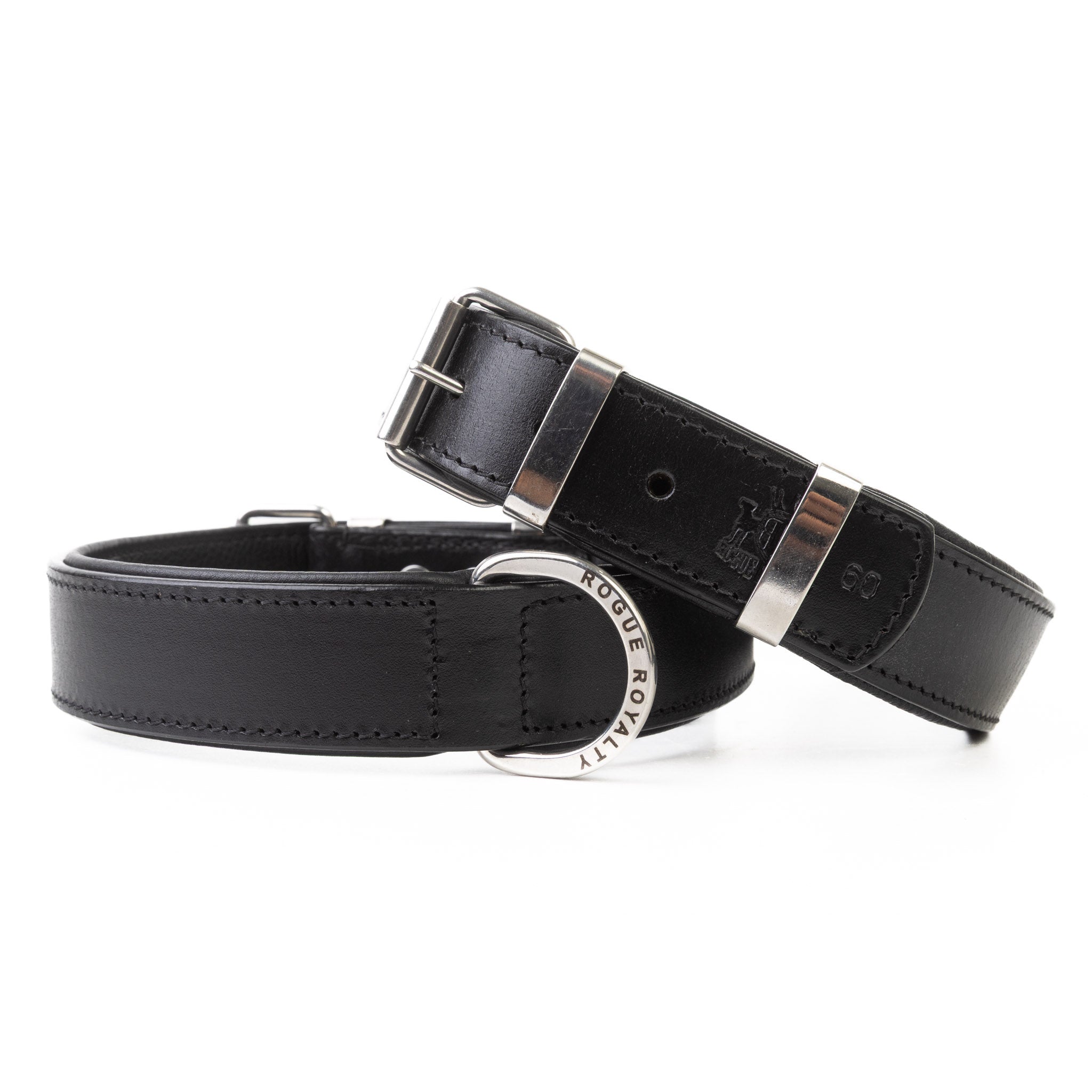 Handmade Leather Dog Collar - Classic Black & Chrome (Regular Fit)