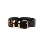 Hand Made Leather Dog Collar - Ruthless Black & Rose Gold (Wide Fit)
