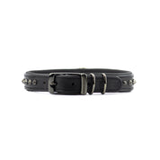 Hand Made Leather Dog Collar - Ruthless Black & Black (Slim Fit)
