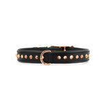 Hand Made Leather Dog Collar - Ruthless Black & Rose Gold (Slim Fit)