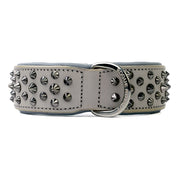 Hand Made Leather Dog Collar - Ruthless Grey & Black (Wide Fit)