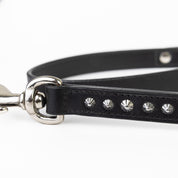 Leather Dog Leash - Imperial Black & Chrome Leash (Slimline)