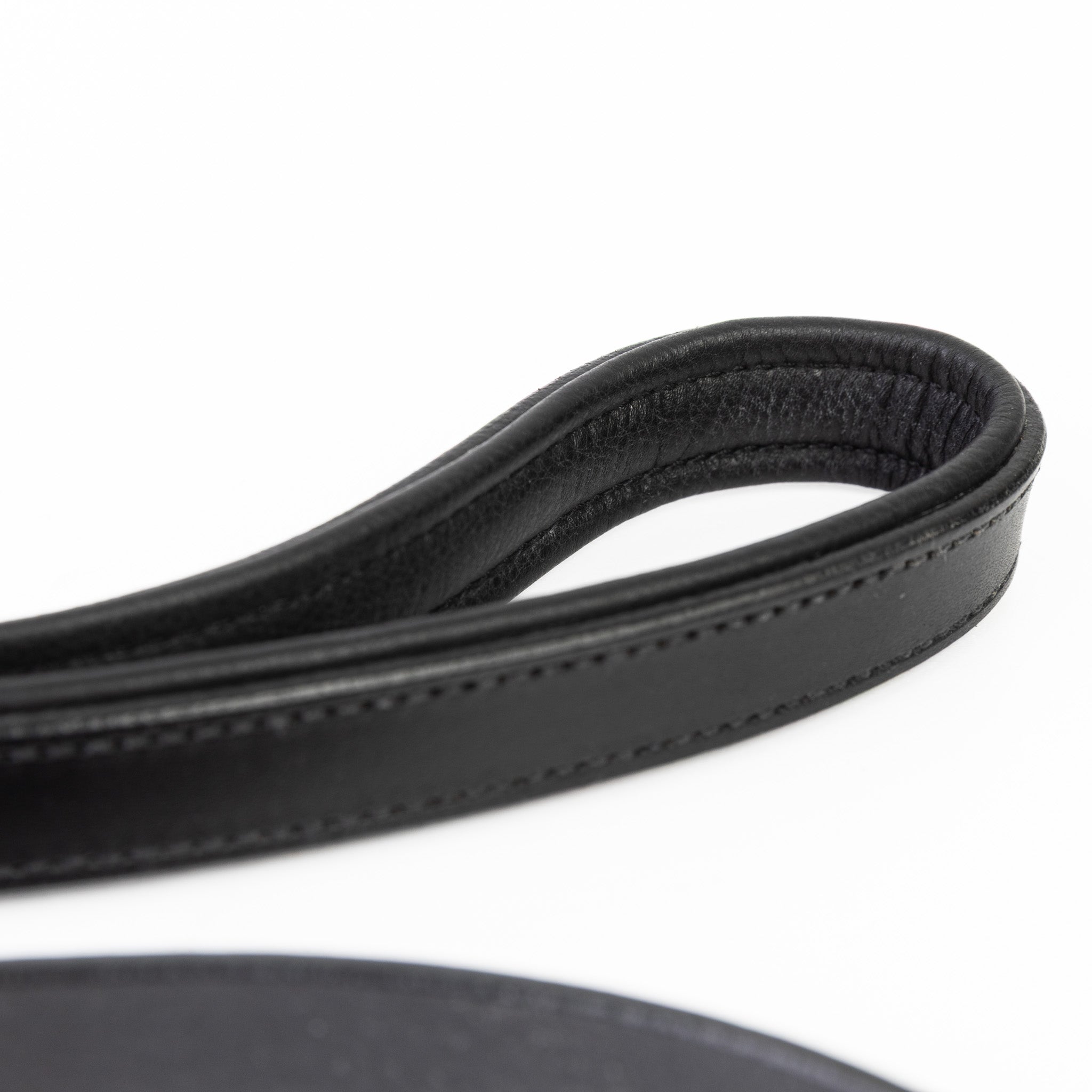 Leather Dog Leash - Imperial Black & Chrome Leash (Slimline)
