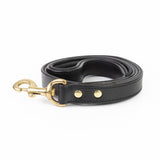 Leather Dog Leash - Classic Black & Brass Leash (Standard)