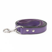 Leather Dog Leash - Classic Purple & Chrome Leash(Standard)