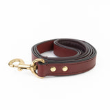 Leather Dog Leash - Classic Cherry & Brass Leash (Standard)