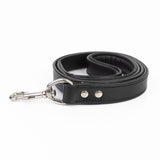 Leather Dog Leash - Classic Black & Chrome Leash (Standard)