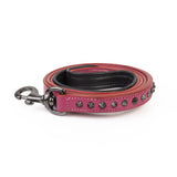 Leather Dog Leash - Ruthless Pink & Black Leash (Slimline)