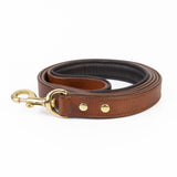 Leather Dog Leash - Classic Brown & Brass Leash (Standard)