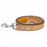 Leather Dog Leash - Classic Buckskin & Chrome Leash (Standard)