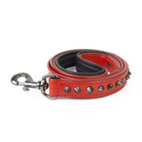 Leather Dog Leash - Ruthless Red & Black Leash (Standard)