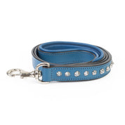 Leather Dog Leash - Imperial Blue & Chrome Leash (Slimline)