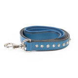 Leather Dog Leash - Imperial Blue & Chrome Leash (Standard)