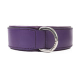 Hand Made Leather Dog Collar - Classic Purple & Chrome (Wide Fit)