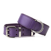 Hand Made Leather Dog Collar - Classic Purple & Chrome (Wide Fit)