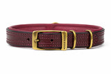 Hand Made Leather Dog Collar - Tuscan Burgundy (Slim Fit)