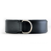 Hand Made Leather Dog Collar - Classic Black & Chrome (Wide Fit)