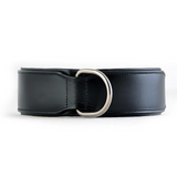 Hand Made Leather Dog Collar - Classic Black & Chrome (Wide Fit)