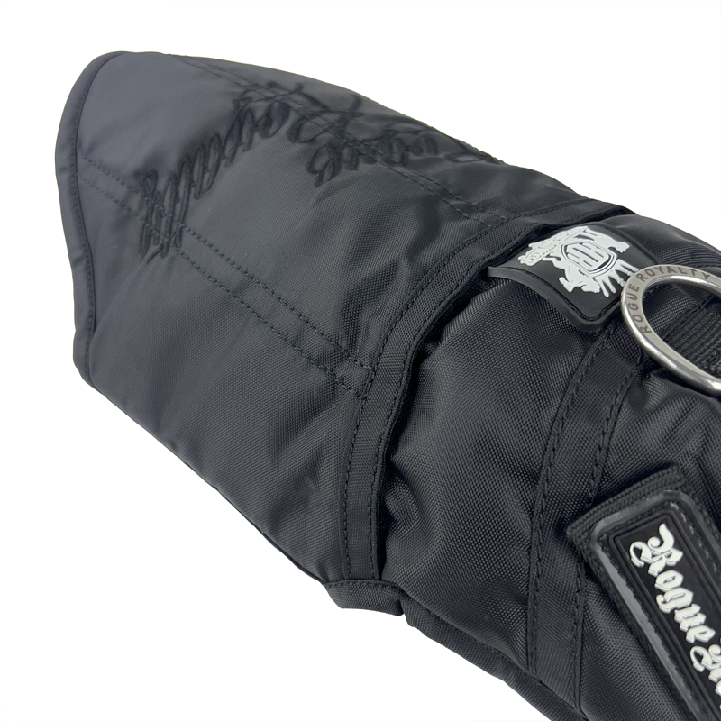 Side view of winter dog jacket with side pockets