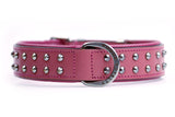 Hand Made Leather Dog Collar - RuffNeck Pink & Chrome (Regular Fit)