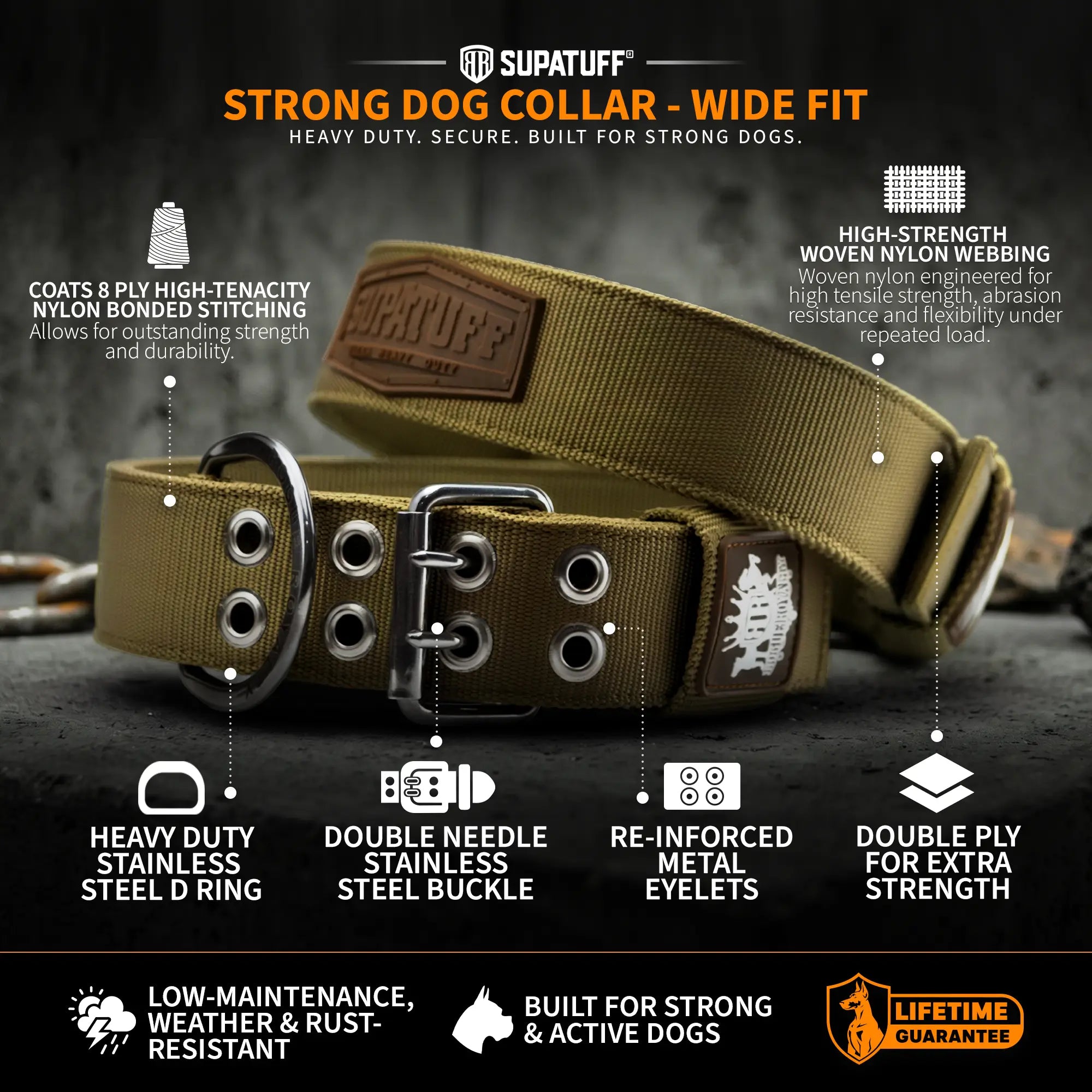SUPATUFF® Strong Dog Collar SECURITY (Wide Fit)