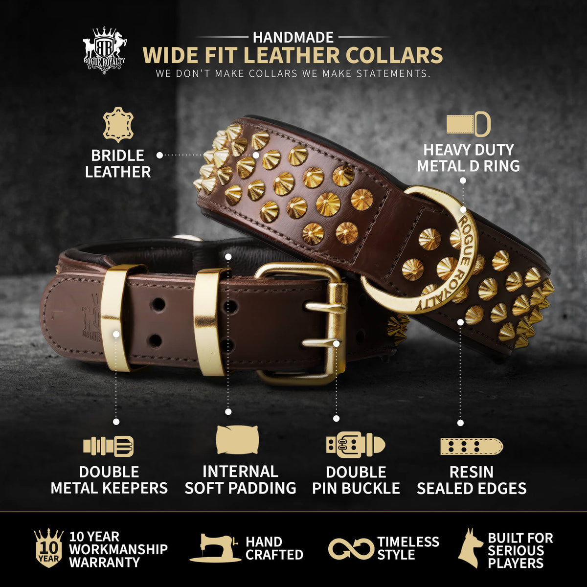 WIDE FIT LEATHER DOG COLLAR SPECIFICATIONS