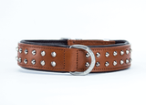 Hand Made Leather Dog Collar - RuffNeck Brown & Chrome (Regular Fit)