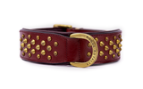 Hand Made Leather Dog Collar - RuffNeck Cherry & Brass (Wide Fit)