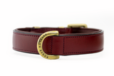 Hand Made Leather Dog Collar - Classic Cherry & Brass (Regular Fit)