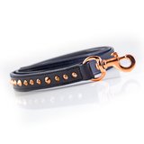 Leather Dog Leash - Ruthless Black & Rose Gold (Slimline)