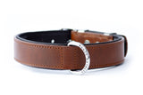 Hand Made Leather Dog Collar - Classic Brown & Chrome (Regular Fit)