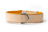 Hand Made Leather Dog Collar - Classic Buckskin & Chrome (Regular Fit)