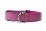 Handmade Leather Dog Collar Classic Pink & Chrome (Regular Fit)