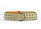 Hand Made Leather Dog Collar - RuffNeck Buckskin & Chrome (Regular Fit)